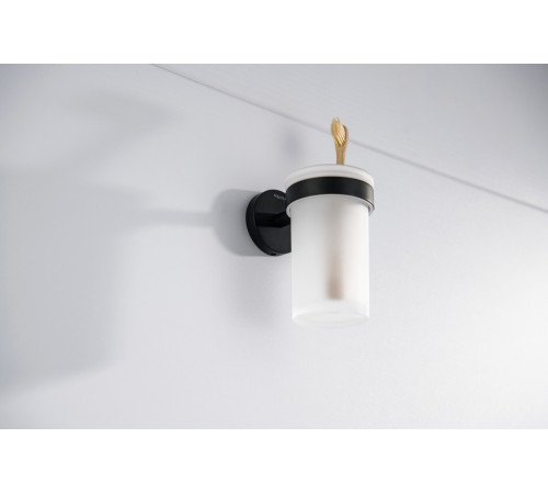 Стакан с держателем Aquanet Европа матовый черный AQ4104MB