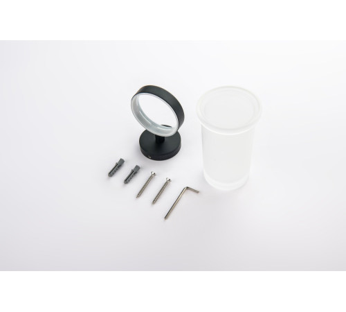 Стакан с держателем Aquanet Европа матовый черный AQ4104MB