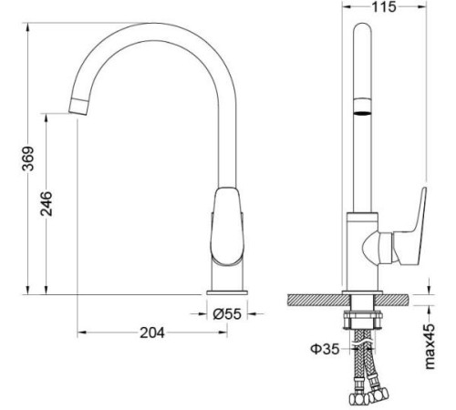 Смеситель для кухни Aquanet Betta матовый черный AQ1182MB