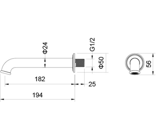 Излив для ванны Aquanet Классик 182 мм полированное золото AQ1541PG
