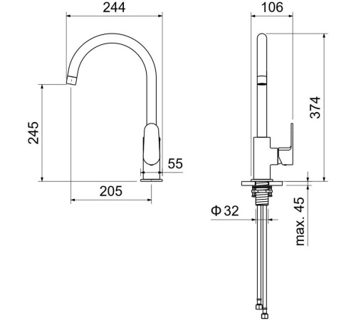 Смеситель для кухни Aquanet Oberon шлифованное золото AQ1282BG
