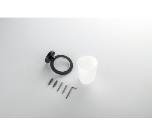 Стакан с держателем Aquanet Оберон матовый черный AQ4204MB