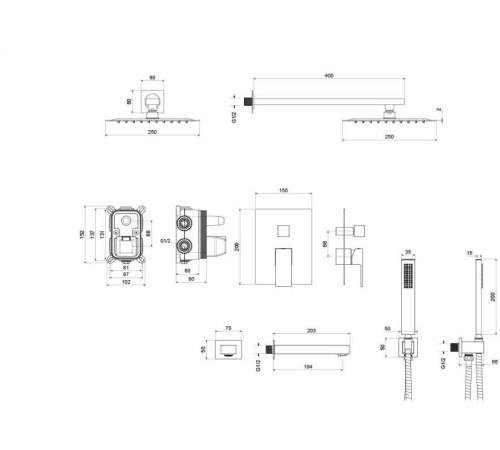 Душевой комплект Aquanet ЛИБРА Set 4 в 1 3 режима AQ1673CR