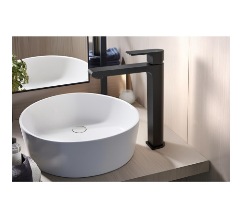 Смеситель для раковины Aquanet Лира высокий 237 мм без донного клапана матовый черный AQ1404MB