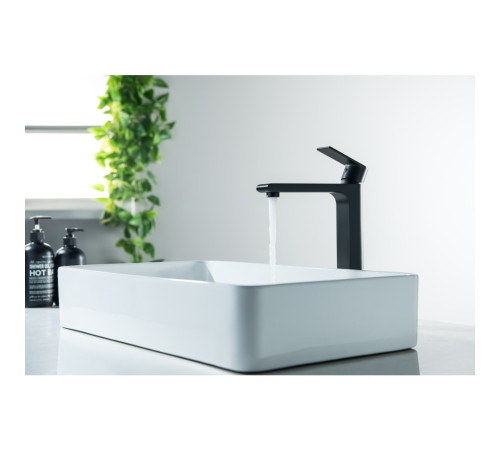 Смеситель для раковины Aquanet Лира высокий 237 мм без донного клапана матовый черный AQ1404MB