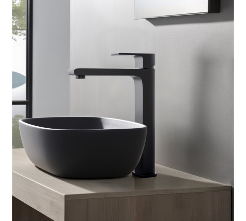 Смеситель для раковины Aquanet Лира высокий 237 мм без донного клапана матовый черный AQ1404MB