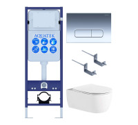 Инсталляция с унитазом AQUATEK Европа 4 в 1 рама INS-0000017 кнопка KDI-0000016 унитаз AQ1106L-00 New-016