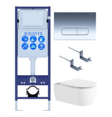 Инсталляция с унитазом AQUATEK Европа 4 в 1 рама INS-0000017 кнопка KDI-0000016 унитаз AQ1106L-00 New-016