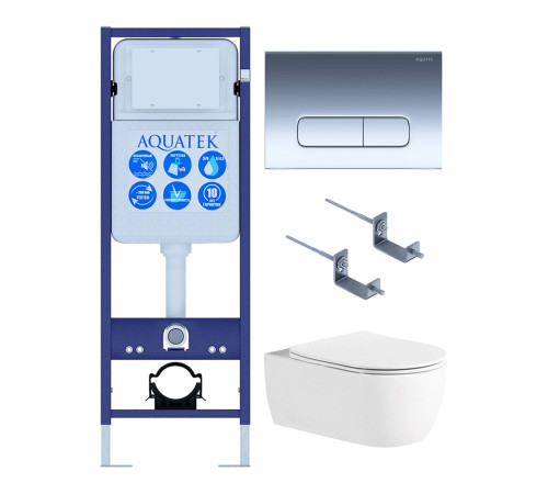 Инсталляция с унитазом AQUATEK Европа 4 в 1 рама INS-0000017 кнопка KDI-0000016 унитаз AQ1106L-00 New-016