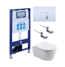Инсталляция с унитазом AQUATEK Европа 4 в 1 рама INS-0000025 кнопка KDI-0000042 унитаз AQ1106L-00 New-042