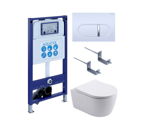 Инсталляция с унитазом AQUATEK Европа 4 в 1 рама INS-0000025 кнопка KDI-0000042 унитаз AQ1106L-00 New-042