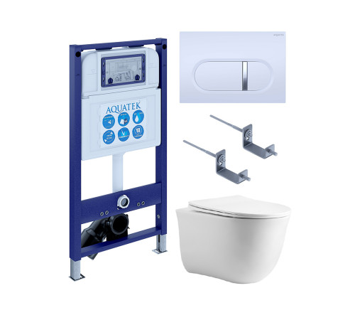 Комплект 4 в 1 инсталляция AQUATEK INS-0000025 клавиша KDI-0000042 унитаз КЛАССИК AQ1112-00 КЛАССИК-cm-042 4в1
