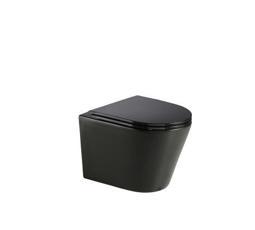 Унитаз подвесной AQUAme Rimless с сиденьем SoftClose 515x355x365 мм черный матовый AQM2001MB