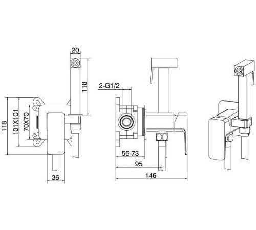 Гигиенический душ со смесителем Allen Brau Infinity с внутренней частью хром 5.21005-00