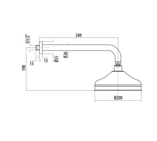 Верхний душ Gattoni PD D=200 мм с настенным держателем 349 мм бронза SFPCL20V0br