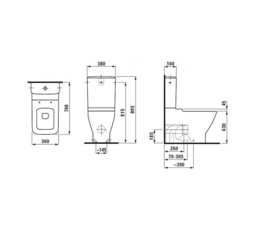 Унитаз-моноблок Laufen Palace 70x36 см универсальный выпуск белый 8.2870.3.000.873.1 / 8.2470.6.000.000.1