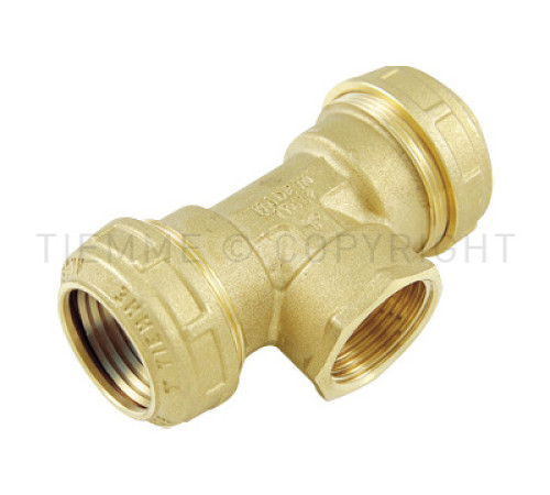 Тройник переходный компрессионный латунный Tiemme 40 мм х 1 1/4 ВР х 40 мм 3410032