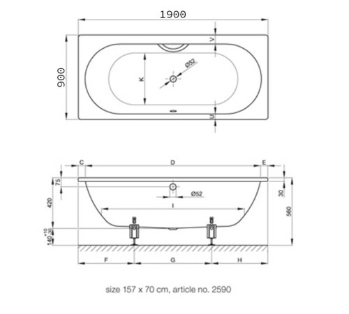Ванна Bette Starlet 190х90х42 см с шумоизоляцией антислип Sense белая 1830-000 AS