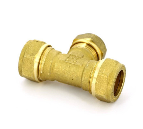 Тройник обжимной латунный Tiemme 18х15х18 мм 1100104