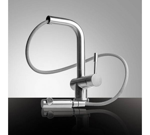 Смеситель для кухни с выдвижным изливом Omoikiri Koriyama-BN нержавеющая сталь 4991006