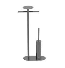 Стойка напольная Boheme Venturo ершик с держателем бумаги и полкой shine gun metall 10953-SGM