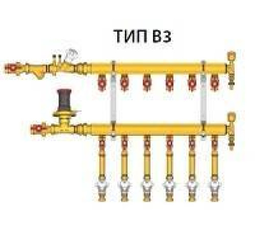 Узел коллекторный Giacomini 1 x 1/2 на 4 выхода GE553Y144