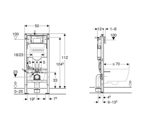 Инсталляция для унитаза Geberit Duofix Sigma 12 см 112 см 111.300.00.5