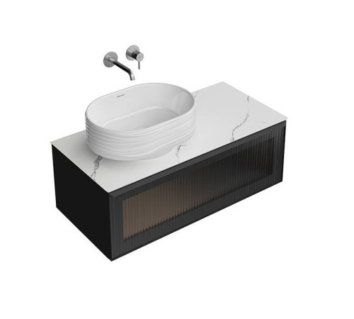 Тумба подвесная Kerama Marazzi ICONICO 100 см 1 ящик с рифленым стеклом черный IC.100.1\BLK / CO5.SG50008220R\100