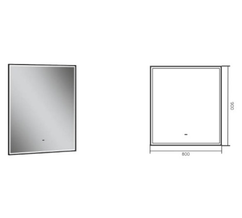 Зеркало Aqman с LED подсветкой 800x900 мм черный AQM9112B