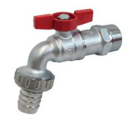 Кран шаровой садовый Giacomini R620 1/2 Н со штуцером ручка-бабочка R620X003