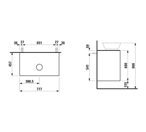 Тумба с раковиной Laufen The New Classic 77.5х45.5х60 см подвесная 2 ящика черный дуб 8.1285.2.000.112.1/4.0601.2.085.628.1