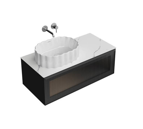 Тумба подвесная Kerama Marazzi ICONICO 100 см 1 ящик с рифленым стеклом черный IC.100.1\BLK / CO3.SG50008220R\100