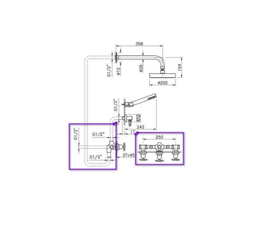 Внутренняя часть для встраиваемого смесителя Nicolazzi Forest C2233