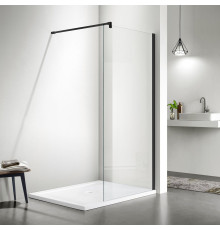 Душевая перегородка Aquanet Walk in 1000x2000 мм профиль черный прозрачное стекло 8 мм AQ.WI.100.1BL