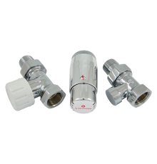 Комплект подключения радиаторный прямой Schlosser STANDARD MINI 1/2 с термоголовкой MINI DIAMANT M30x1.5 хром 602200057