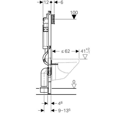 Система инсталляции для унитаза Geberit Duofix 112 см с бачком Sigma 12 см 111.300.00.5