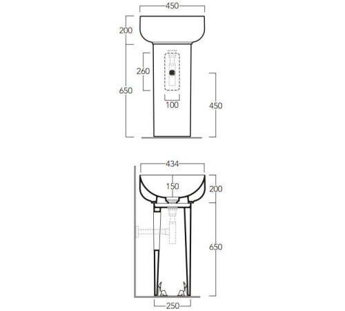 Колонна под раковину SIMAS Balloon квадратная 27.5х65 см белая F91/CN400bi/PLCEBA