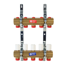 Коллекторный узел латунный Giacomini R553ZY 1 x 3/4 EK на 6 контуров R553ZY046