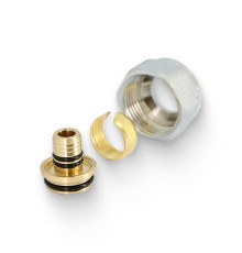 Соединитель обжим-В 16.2(2.6) х 3/4 EK, для трубы STRONG, хром