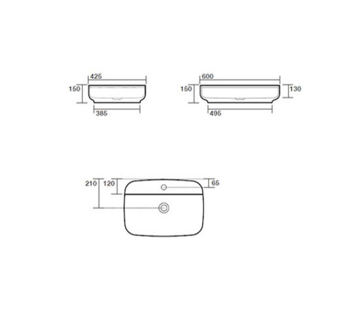 Раковина накладная Kerasan Tribeca 60х43 см 1 отверстие белый 514001