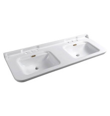 Раковина Kerasan Waldorf 150х55 см двойная 3 отверстия керамическая белый/бронза 4143K1/811393br