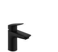 Смеситель для раковины hansgrohe Logis 100 однорычажный со сливным гарнитуром матовый черный 71100670