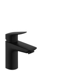 Смеситель для раковины hansgrohe Logis 100 однорычажный со сливным гарнитуром матовый черный 71100670