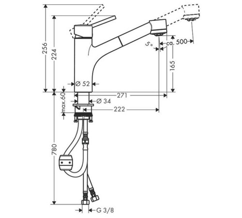 Смеситель для кухни Hansgrohe Talis S с вытяжным изливом хром 32841000