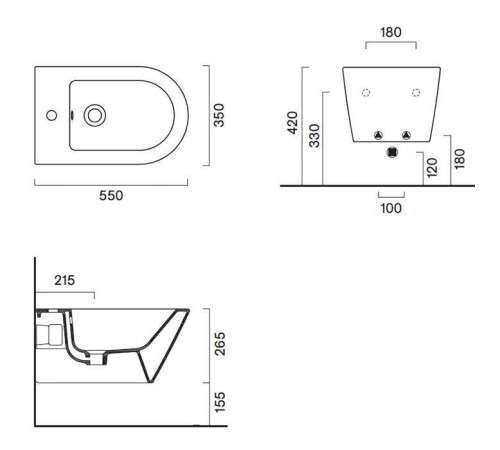 Биде подвесное Catalano Zero 55х35 см с 1 отверстием белый глянцевый 0118551001