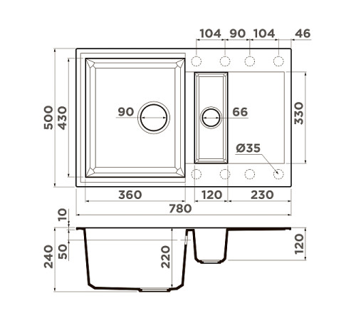Кухонная мойка Omoikiri Sakaime 78-2-WH Tetogranit 78x50 см белый 4993128