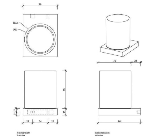 Стакан для зубных щеток Decor Walther Contract подвесной черный матовый 0651860