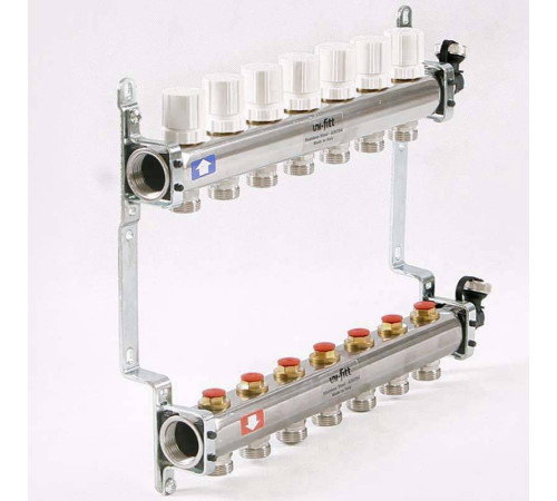 Коллекторная группа из нержавеющей стали Uni-Fitt 315S с регулировочными и термостатическими вентилями 1 x 3/4 EK 7 выходов 451I4307