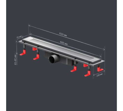 Трап для душа линейный AM.PM PrimeFlow универсальный затвор Cut Gradient 60 см W02SC-P11-060-01SB