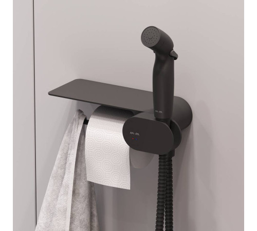 Комплект подвесной унитаз AM.PM FlashClean с гигиеническим душем черный CK70H1103B